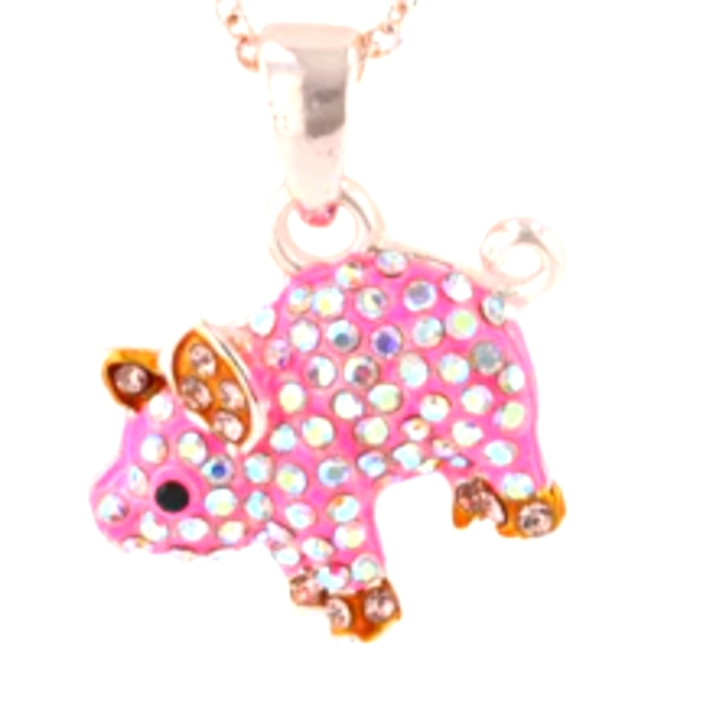 Piglet crystal stone necklace